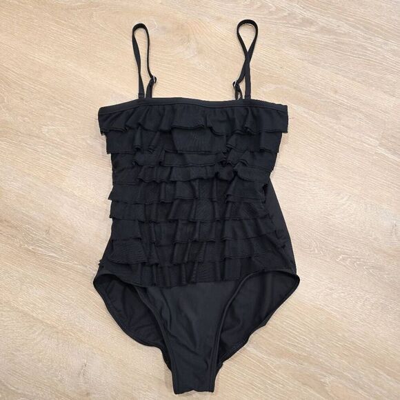 Magic Suit Swimsuit Women's Medium Black Ruffled Spaghetti Strap Beach Summer - Picture 7 of 7